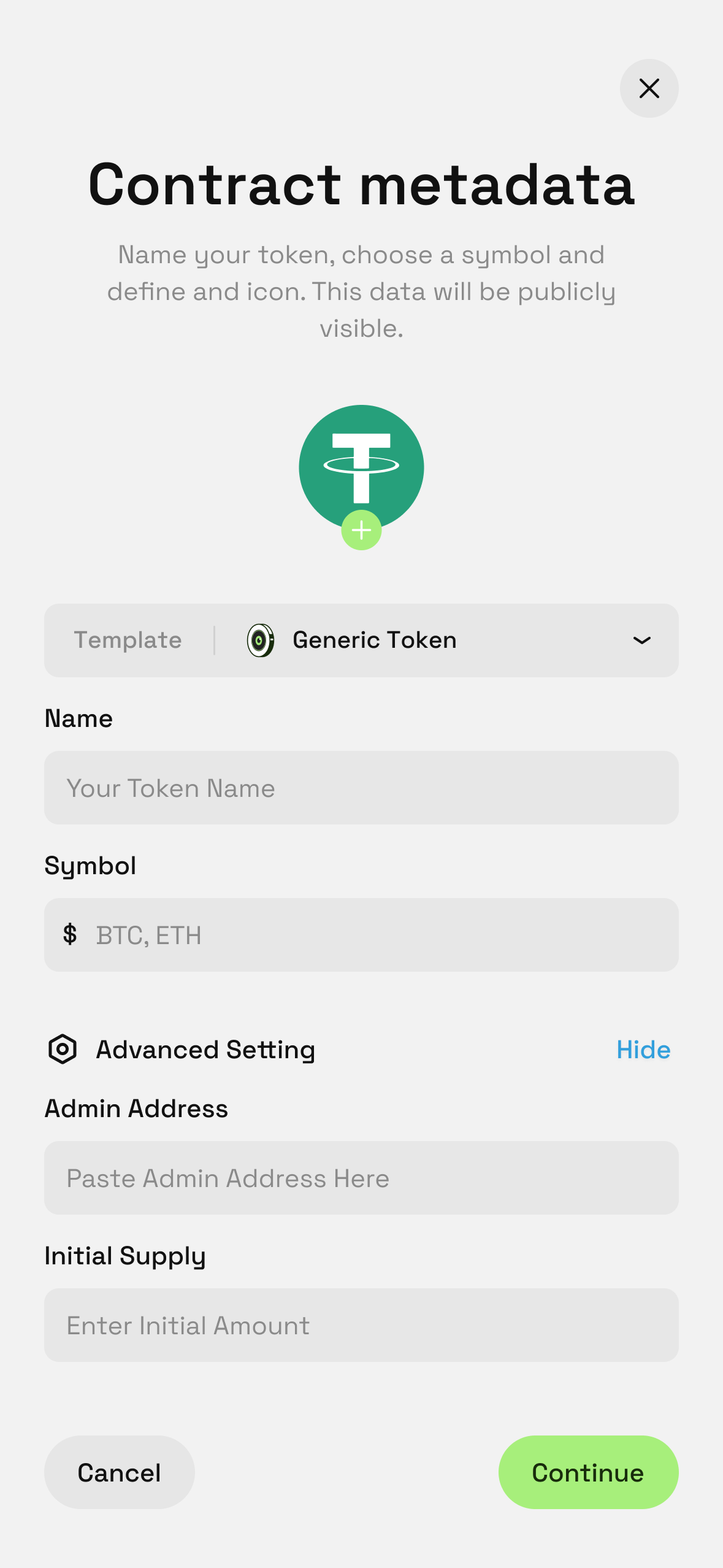 Tablet - Create a Token -_ Contract Metadata